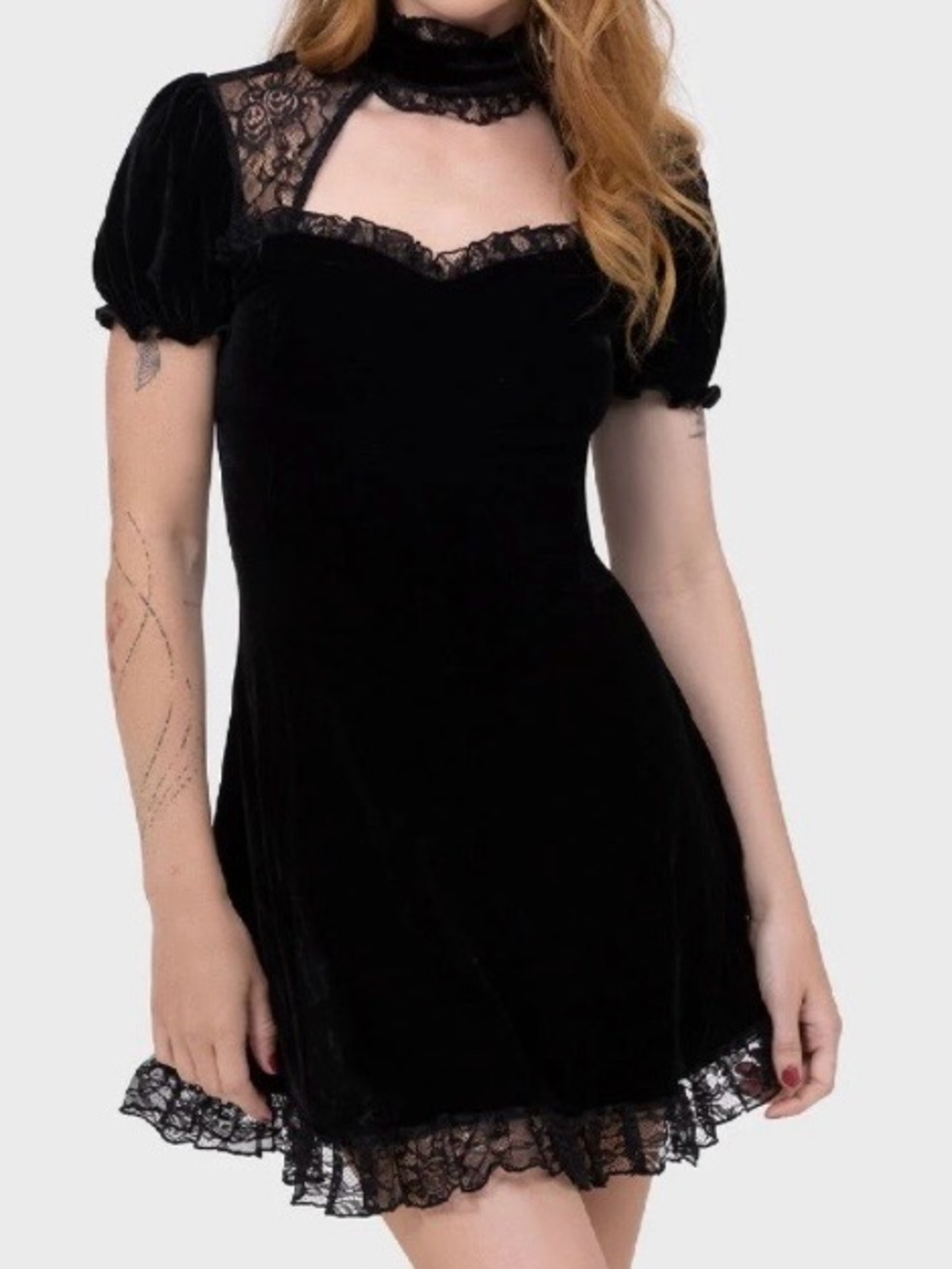 NWT - Killstar Black Velvet Lace Julienne Dress - 4XL